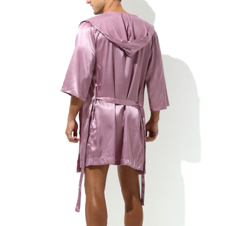 Peignoir effet satiné LONG SLIT Rose