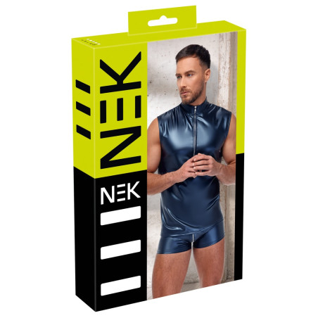 Débardeur avec zip TOP ANDIO Bleu métallisé