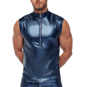 Débardeur avec zip TOP ANDIO Bleu métallisé