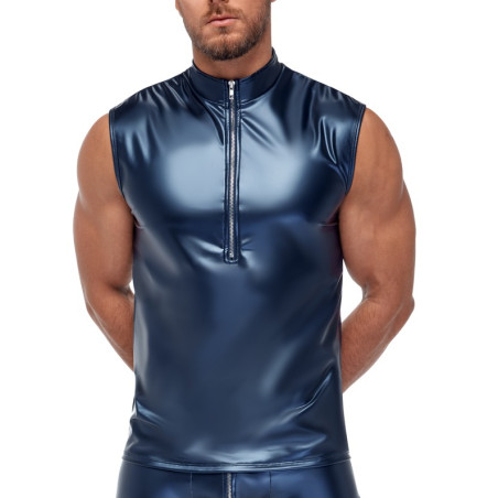 Débardeur avec zip TOP ANDIO Bleu métallisé