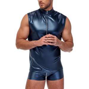 Débardeur avec zip TOP ANDIO Bleu métallisé