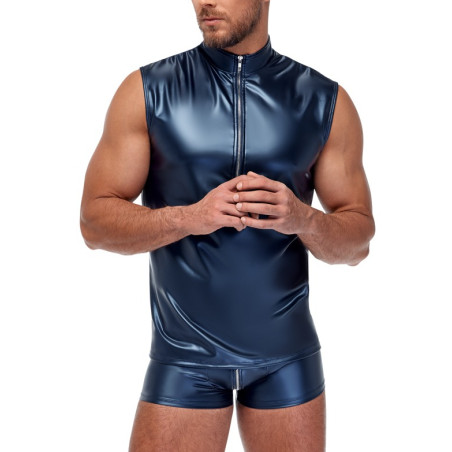 Débardeur avec zip TOP ANDIO Bleu métallisé