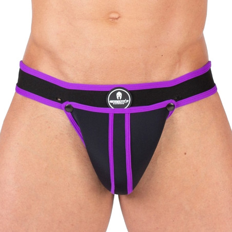 Jockstrap en néoprène SHELL Noir-Violet de Sparta's Harness