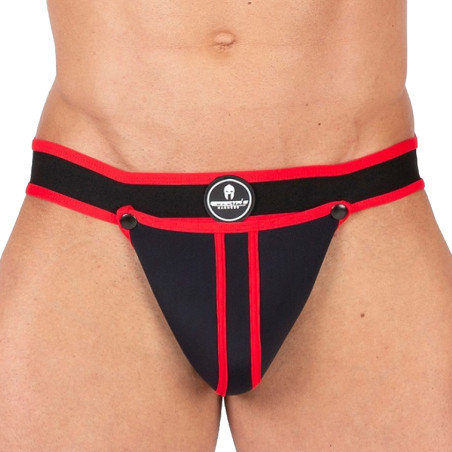Jockstrap en néoprène SHELL Noir-Rouge de Sparta's Harness