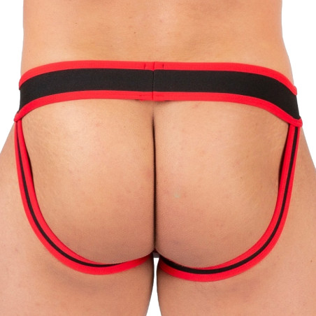 Jockstrap en néoprène SHELL Noir-Rouge de Sparta's Harness