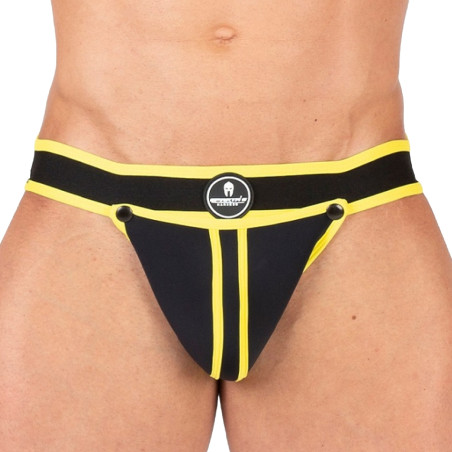 Jockstrap SHELL noir-jaune en Néoprène de Sparta's Harness