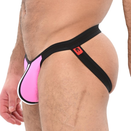 Jockstrap Néoprène TROY Rose-Noir de Sparta's Harness