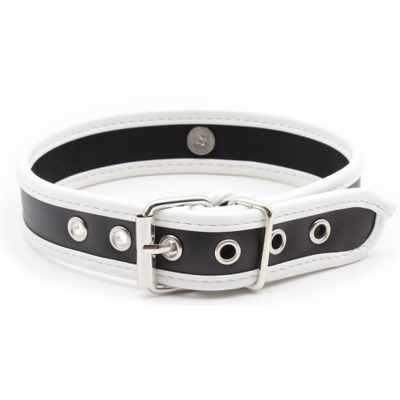Collier O RING Simili Noir-Blanc