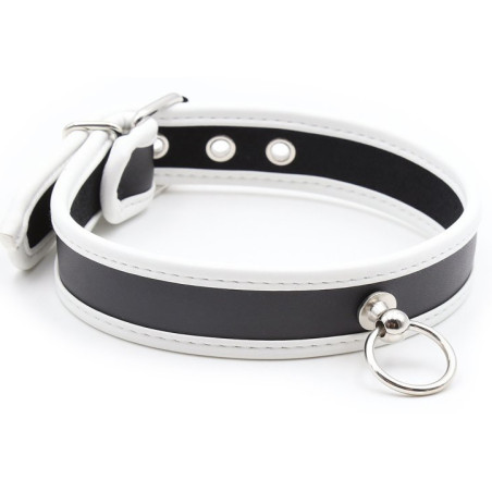 Collier O RING Simili Noir-Blanc