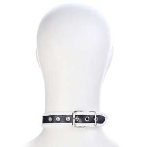 Collier O RING Simili Noir-Blanc