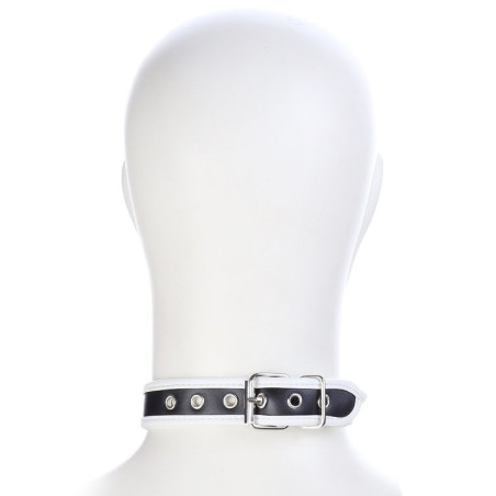 Collier O RING Simili Noir-Blanc
