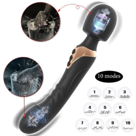 Wand et Dildo DUZIO Noir avec 10 Vibrations 2