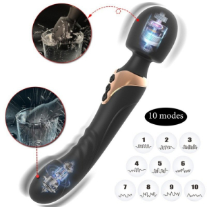 Wand et Dildo DUZIO Noir avec 10 Vibrations