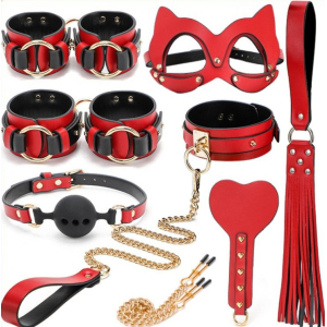 Coffret BDSM LUXURY Noir-Rouge 8 Pièces
