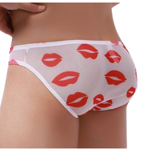 Slip sexy KISS LIPS Blanc