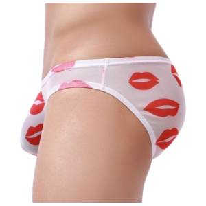 Slip sexy KISS LIPS Blanc
