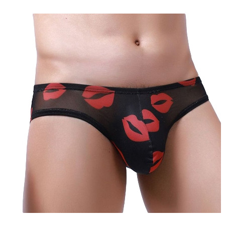 Slip sexy KISS LIPS Noir