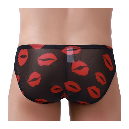 Slip sexy KISS LIPS Noir