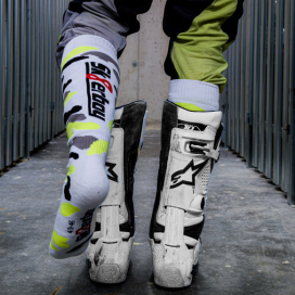 Chaussettes hautes MX SOCKS Sk8erboy Blanc-Fluo-Noir 2