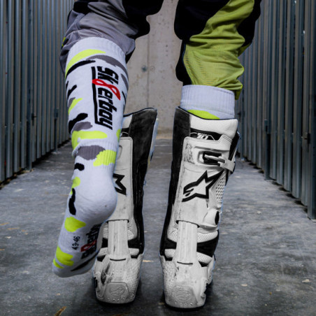Chaussettes hautes MX SOCKS Sk8erboy Blanc-Fluo-Noir