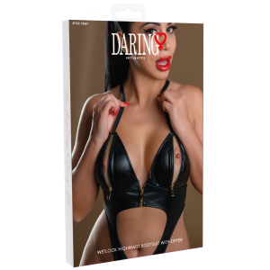 Body Taille Haute Zip et String BEYLA Noir