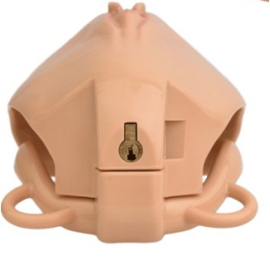 Cage de Chasteté avec Harnais SISLAB 5.5 x 3.5cm Beige