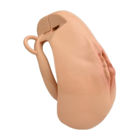 Cage de Chasteté avec Harnais SISLAB 5.5 x 3.5cm Beige