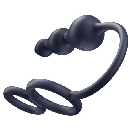 Ballstretcher et Plug vibrant TRIKON noir 10 Vibrations