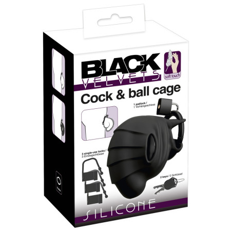 Cage de chasteté Silicone COCK VELVET 10 x 5.4 cm Noire