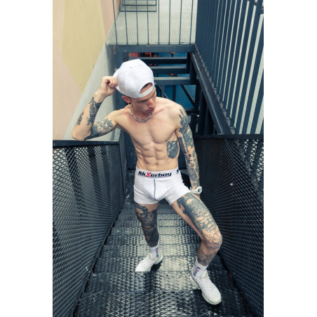Boxer Sk8erboy Blanc avec coupe longue