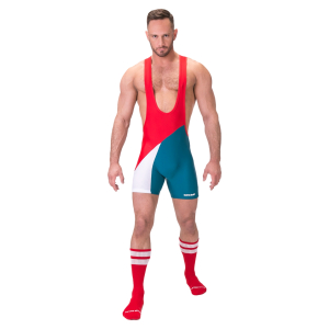 Body Singlet LUCKENWALDE Rouge-Bleu Pétrole de Barcode Berlin