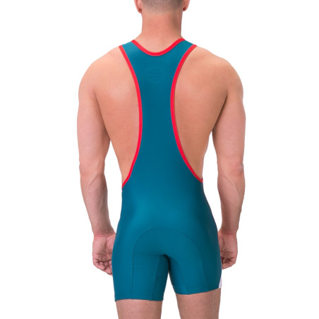 Body Singlet LUCKENWALDE Rouge-Bleu Pétrole de Barcode Berlin