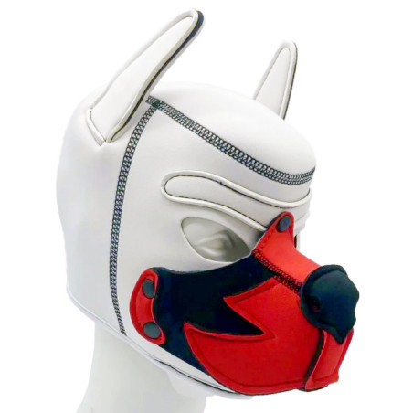 Cagoule PUPPY FOX en Néoprène Blanche et Rouge