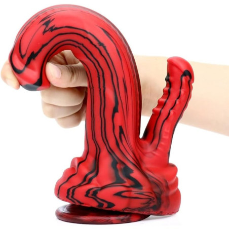 Double Gode DOBHORSE 18 x 7cm Rouge et Noir