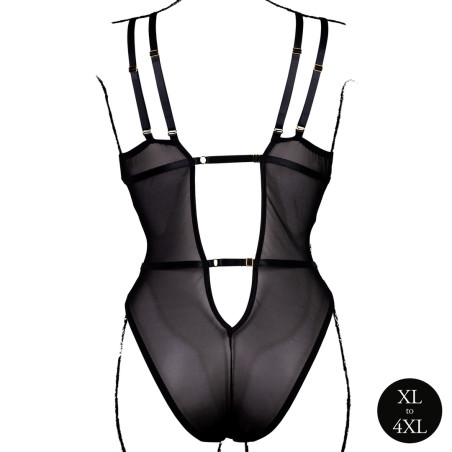 Body Dentelle Double Bretelle Grande Taille CARLITA Noir