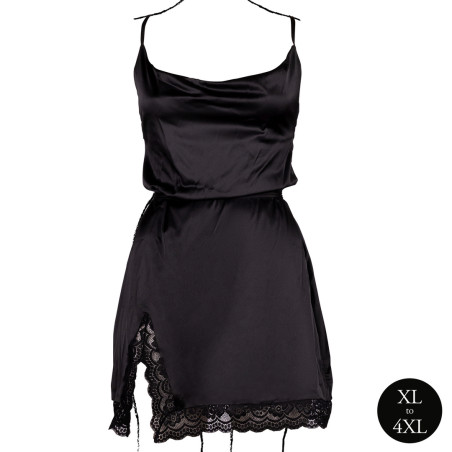 Robe Fendue Grande Taille KRYSTAL Noir Dentelle