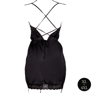 Robe Fendue Grande Taille KRYSTAL Noir Dentelle