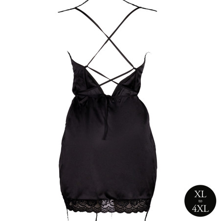 Robe Fendue Grande Taille KRYSTAL Noir Dentelle