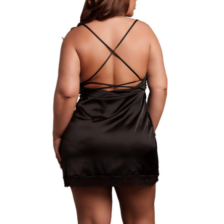 Robe Fendue Grande Taille KRYSTAL Noir Dentelle