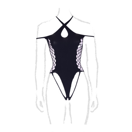 Body String Ouvert Grande Taille LEDA Noir