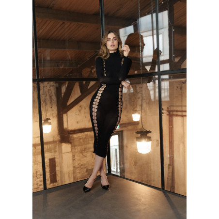 Robe Longue à Col Roulé CARME Noir