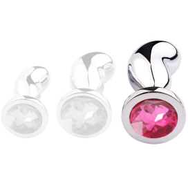 Plug bijou BEAN SILVER L 9 x 3.5cm Rose