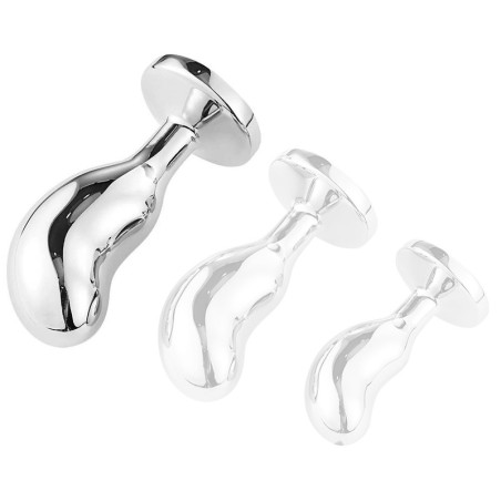 Plug bijou BEAN SILVER L 9 x 3.5cm Rose