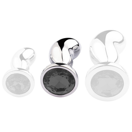 Plug Bijou BEAN SILVER M 7 x 3cm Noir