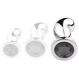 Plug Bijou BEAN SILVER L 9 x 3.5cm Noir Argent