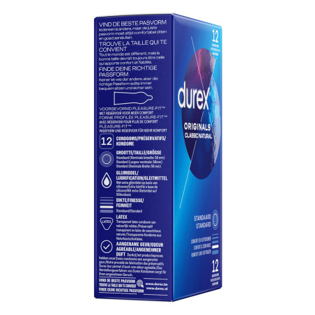 Préservatifs ORIGINALS NATURAL de DUREX 56mm | Boîte de 12