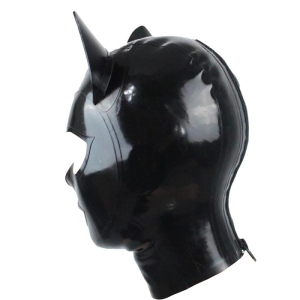 Cagoule en latex CAT FETISH Noir-Rose de LateXcite