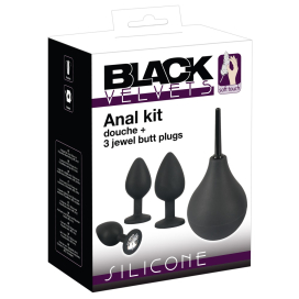 Kit 3 Plugs bijou en silicone VELVET JEWEL + Poire anale 2