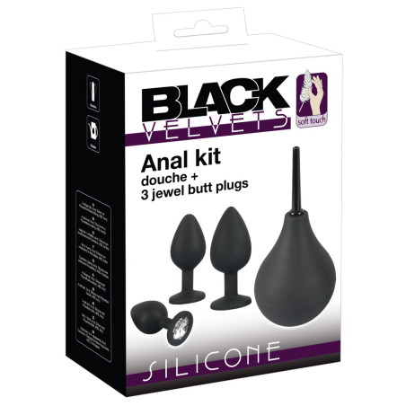 Kit 3 Plugs bijou en silicone VELVET JEWEL + Poire anale