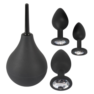Kit 3 Plugs bijou en silicone VELVET JEWEL + Poire anale